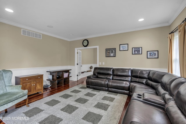 2 Michaels Ct, Jackson, NJ 08527 - living area with ornamental molding, wood finished floors, and recessed lighting