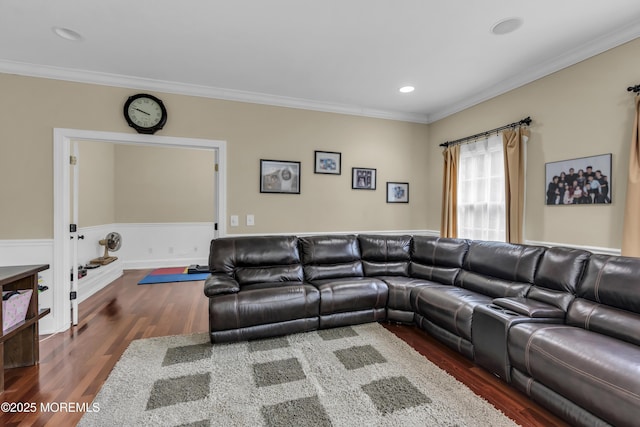 2 Michaels Ct, Jackson, NJ 08527 - living room with crown molding, wood finished floors, and recessed lighting