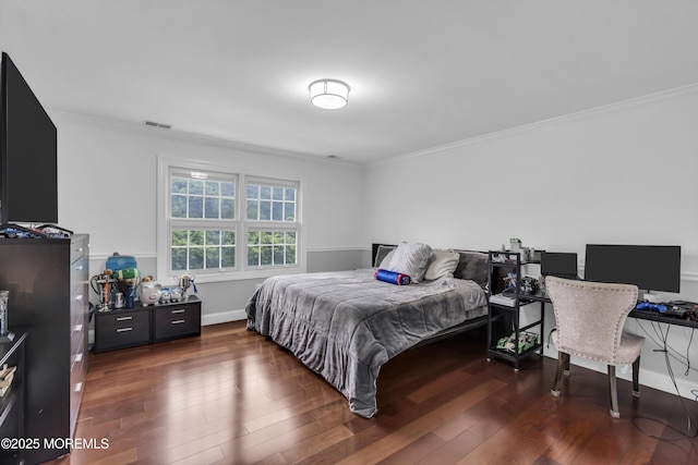 2 Michaels Ct, Jackson, NJ 08527 - bedroom with ornamental molding, dark wood-style flooring, and a desk