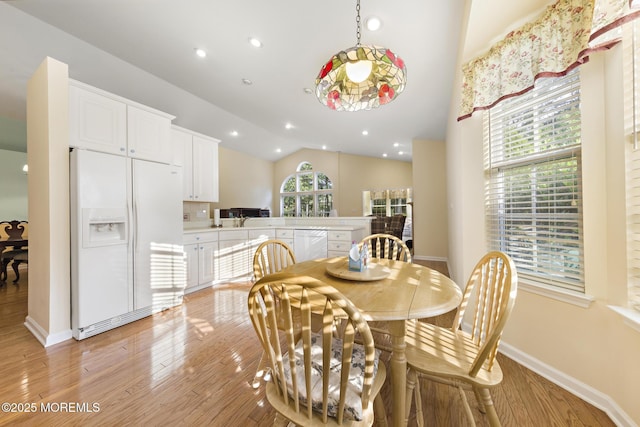 105 Golf View Dr, Little Egg Harbor, NJ 08087 - dining area with vaulted ceiling, light wood finished floors, and recessed lighting
