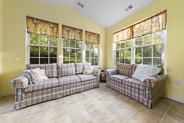 105 Golf View Dr, Little Egg Harbor, NJ 08087 - sunroom with lofted ceiling, tile patterned flooring, and healthy amount of natural light