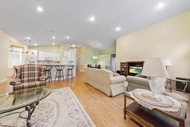 105 Golf View Dr, Little Egg Harbor, NJ 08087 - living room with vaulted ceiling, light wood-style flooring, and recessed lighting