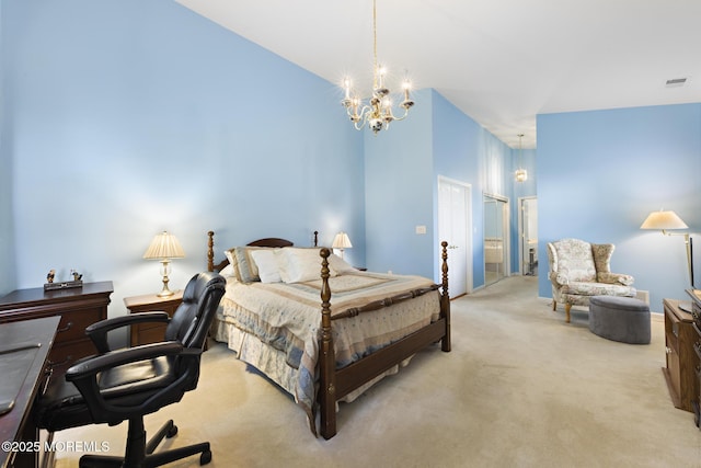 105 Golf View Dr, Little Egg Harbor, NJ 08087 - bedroom with carpet, a chandelier, and a desk