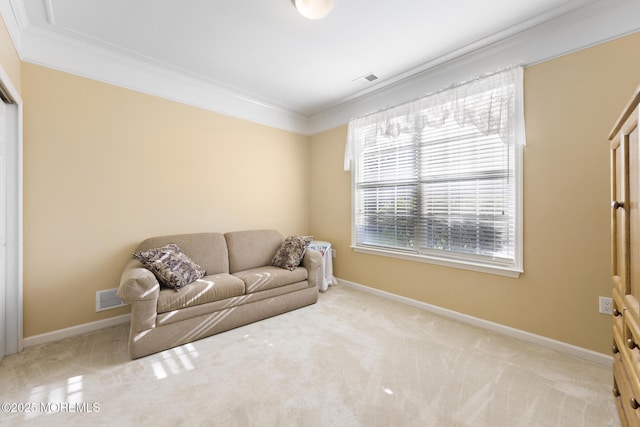 105 Golf View Dr, Little Egg Harbor, NJ 08087 - carpeted living room with crown molding and baseboards