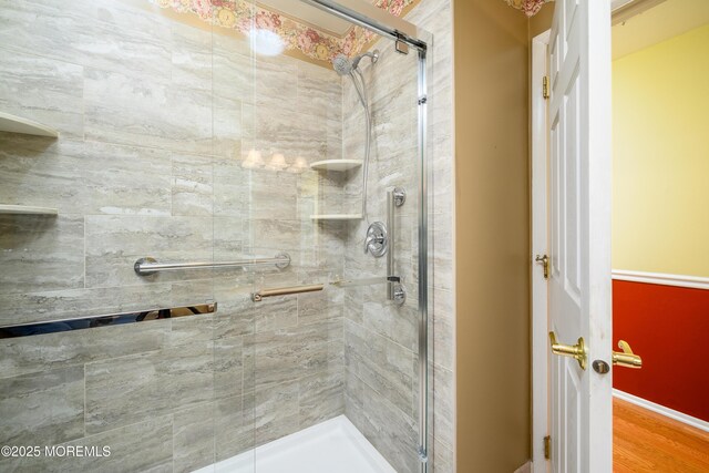 1161B Argyll Cir, Lakewood, NJ 08701 - full bath featuring a shower stall and wood finished floors
