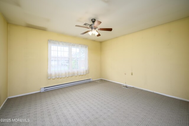1161B Argyll Cir, Lakewood, NJ 08701 - carpeted spare room with baseboard heating and a ceiling fan