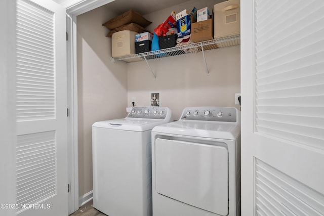 404 Cyprus Ct, Forked River, NJ 08731 - laundry room featuring washer and dryer and wood finished floors