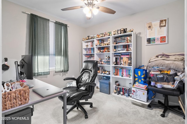 404 Cyprus Ct, Forked River, NJ 08731 - carpeted home office featuring a ceiling fan