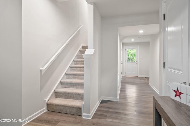 404 Cyprus Ct, Forked River, NJ 08731 - staircase featuring wood finished floors and recessed lighting