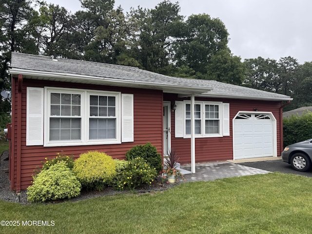 38 Chelsea Dr Unit 70, Whiting, NJ 08759 - view of front of property with a garage, a front lawn, asphalt driveway, and a shingled roof