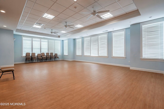 6 Cameron Ct, Forked River, NJ 08731 - unfurnished room with ceiling fan, a raised ceiling, wood finished floors, and a drop ceiling