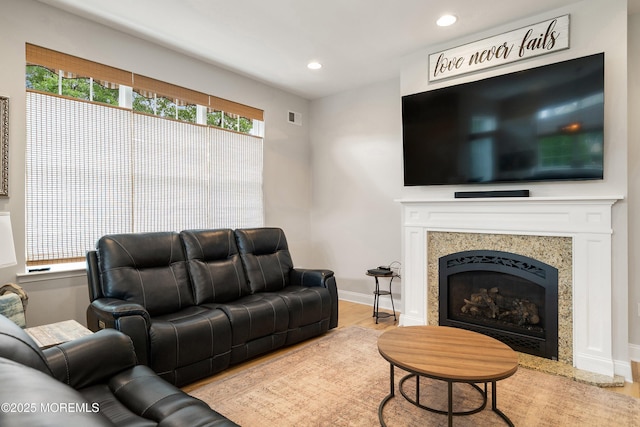 6 Cameron Ct, Forked River, NJ 08731 - living area with wood finished floors, recessed lighting, and a premium fireplace