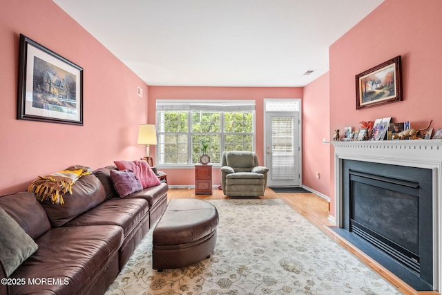 160 Kyle Ct Unit 160, Monroe, NJ 08831 - living room with light wood-style flooring and a fireplace with flush hearth