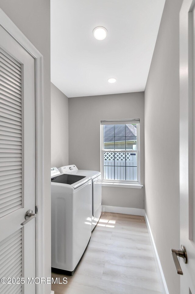 31 Orleans Dr, Manchester, NJ 08759 - laundry area with independent washer and dryer, light wood-type flooring, and recessed lighting