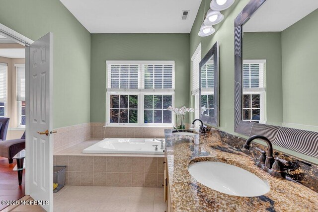 19 Carleton Dr, Freehold, NJ 07728 - bathroom featuring a garden tub, tile patterned floors, and double vanity