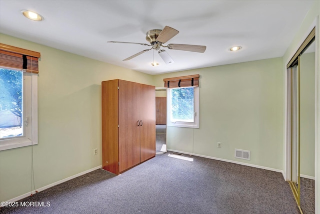7 Owens Rd, Marlboro, NJ 07746 - unfurnished bedroom featuring dark carpet, recessed lighting, ceiling fan, and a closet