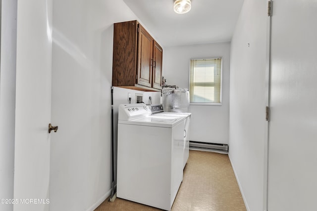 11 Garland Dr, Brick, NJ 08724 - washroom featuring independent washer and dryer, cabinet space, and a baseboard radiator
