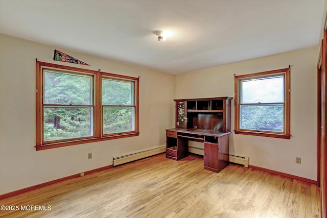 192 Crescent Ave, Jackson, NJ 08527 - home office with baseboard heating, light wood-style floors, and a baseboard heating unit