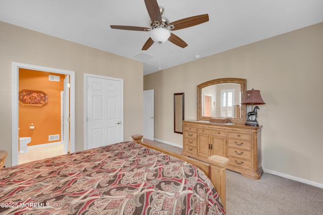 52 Country Walk Blvd, Whiting, NJ 08759 - bedroom with attic access, light colored carpet, ensuite bathroom, and a ceiling fan