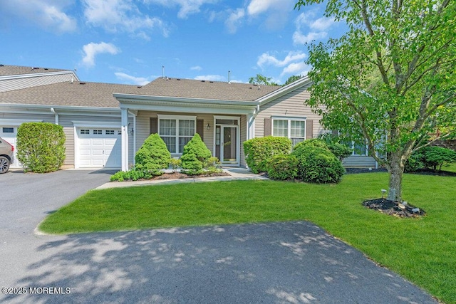 44 Autumntide Dr, Lakewood, NJ 08701 - view of front of property with an attached garage, a front yard, asphalt driveway, and a shingled roof