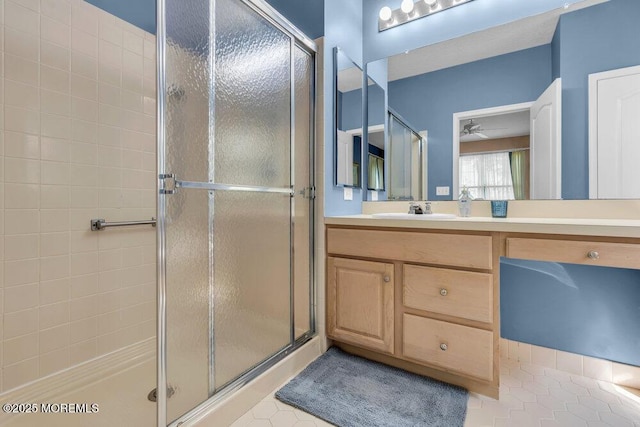 44 Autumntide Dr, Lakewood, NJ 08701 - full bathroom featuring a stall shower, vanity, and tile patterned flooring