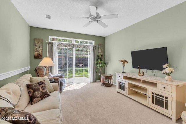44 Autumntide Dr, Lakewood, NJ 08701 - living room featuring carpet floors, a ceiling fan, and a textured ceiling