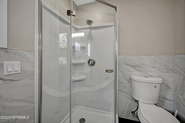 48 Sheepshead Dr, Toms River, NJ 08757 - full bath with tile walls, a shower stall, and a wainscoted wall
