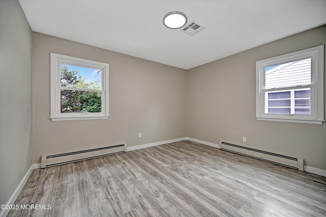 48 Sheepshead Dr, Toms River, NJ 08757 - unfurnished room with a baseboard heating unit, light wood finished floors, and plenty of natural light