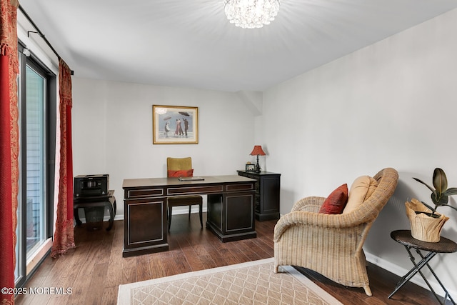 7 Navesink Ct, Long Branch, NJ 07740 - home office featuring wood finished floors, plenty of natural light, and a chandelier