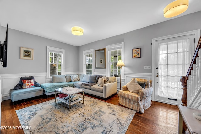 1108 Emory St, Asbury Park, NJ 07712 - living area featuring dark wood-type flooring and wainscoting
