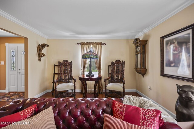 74 Kingsley Way, Freehold, NJ 07728 - living room with ornamental molding and wood finished floors