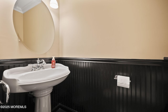 74 Kingsley Way, Freehold, NJ 07728 - bathroom with a wainscoted wall and a sink