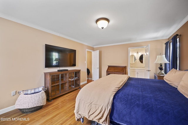 74 Kingsley Way, Freehold, NJ 07728 - bedroom with crown molding, wood finished floors, and connected bathroom