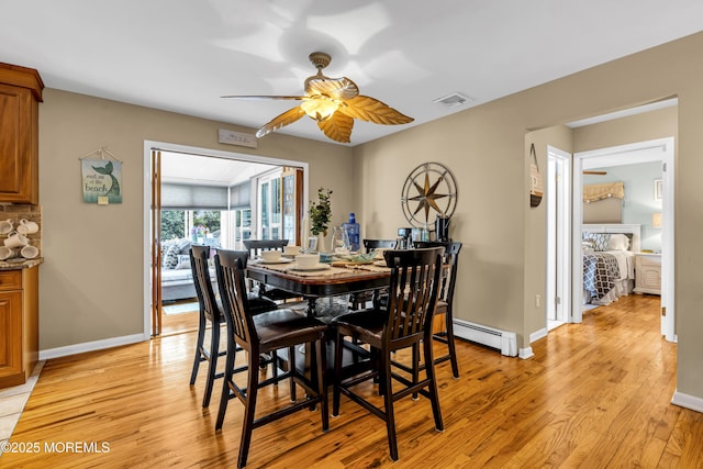 702 Saint Louis Ave, Point Pleasant Beach, NJ 08742 - dining room with light wood-style flooring, ceiling fan, and baseboard heating