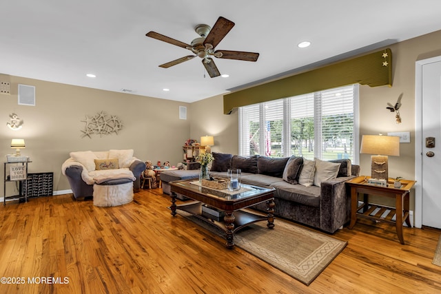 702 Saint Louis Ave, Point Pleasant Beach, NJ 08742 - living area featuring a ceiling fan, wood finished floors, and recessed lighting