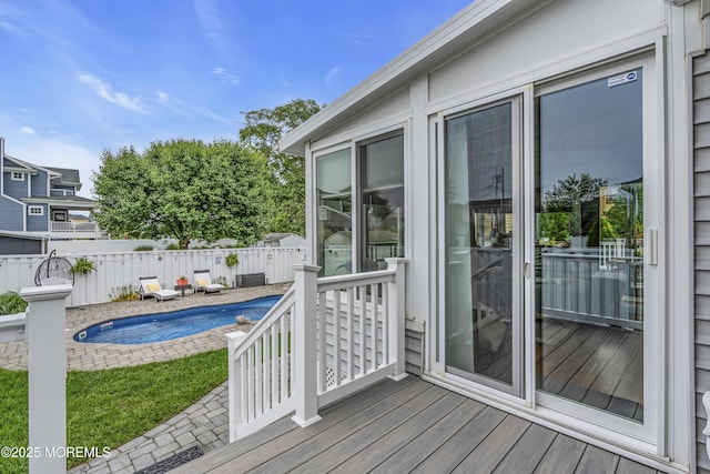 702 Saint Louis Ave, Point Pleasant Beach, NJ 08742 - wooden terrace featuring a fenced backyard and a patio