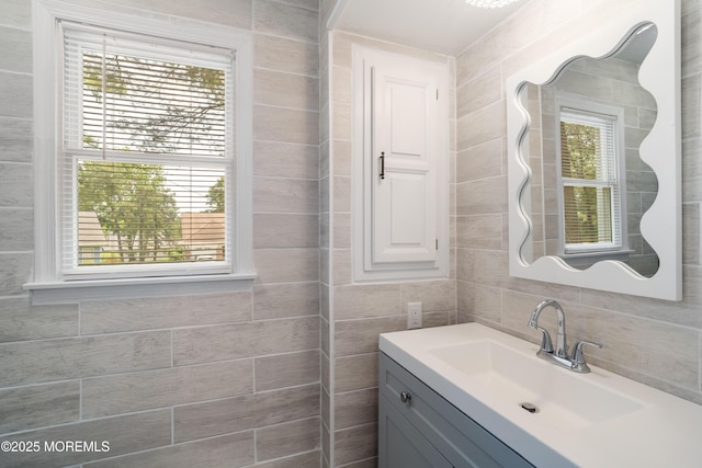 19 Cedar Ave, Manahawkin, NJ 08050 - bathroom featuring vanity and tile walls