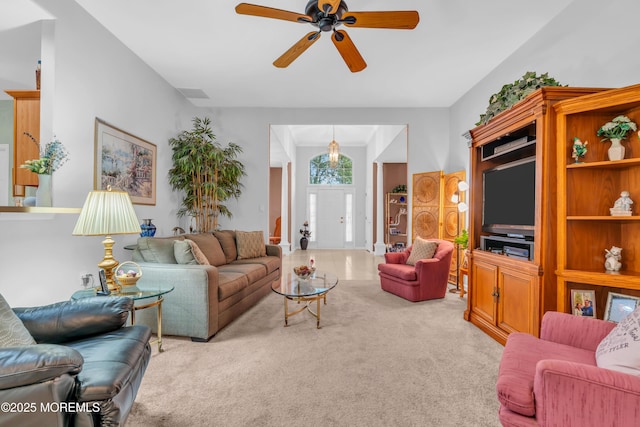 11 High Hill Ct, Manchester, NJ 08759 - carpeted living room with ceiling fan