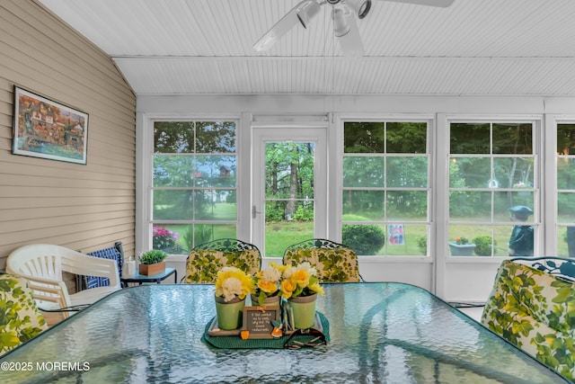 11 High Hill Ct, Manchester, NJ 08759 - sunroom with ceiling fan, outdoor dining area, and lofted ceiling
