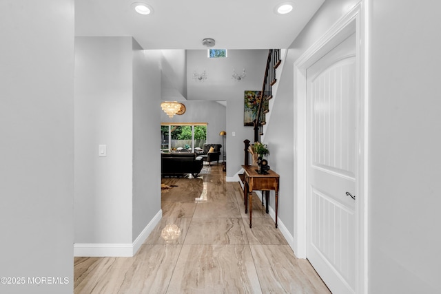 1159 County Line Rd E, Lakewood, NJ 08701 - hall with light marble finish flooring and recessed lighting