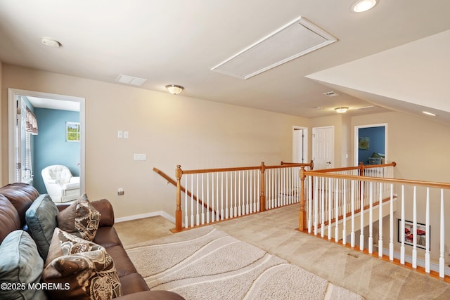 19 E Francesa Ct, Farmingdale, NJ 07727 - hallway featuring attic access, an upstairs landing, carpet, and recessed lighting