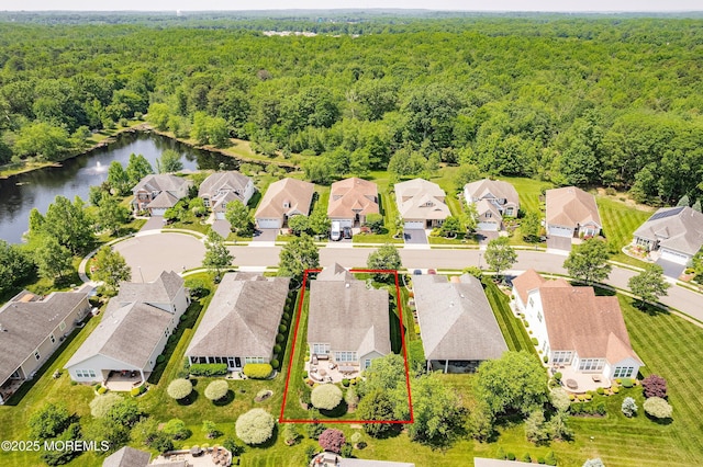 19 E Francesa Ct, Farmingdale, NJ 07727 - aerial view of residential area with a forest and property boundaries highlighted