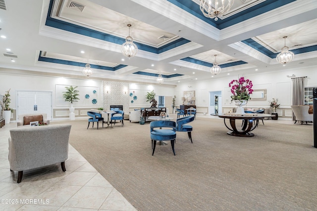 19 E Francesa Ct, Farmingdale, NJ 07727 - building lobby featuring a decorative wall, ornamental molding, and coffered ceiling