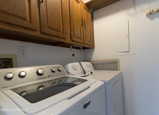 304 Wellington Pl, Aberdeen, NJ 07747 - laundry room with cabinet space, washing machine and clothes dryer, and electric panel