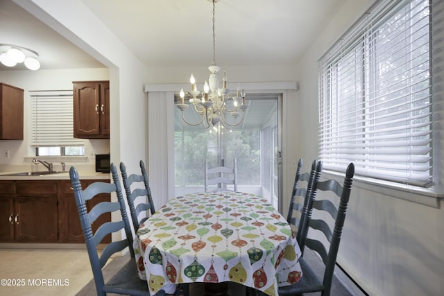 6 Lincoln Ct, Whiting, NJ 08759 - dining space featuring a chandelier and a baseboard radiator