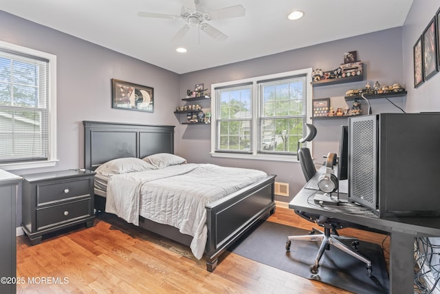 6 Convent Ct, Hazlet, NJ 07730 - bedroom featuring light wood-type flooring, an office area, recessed lighting, and ceiling fan