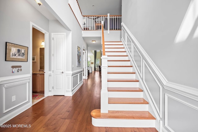 86 Legacy Ct, Freehold, NJ 07728 - stairway featuring hardwood / wood-style floors