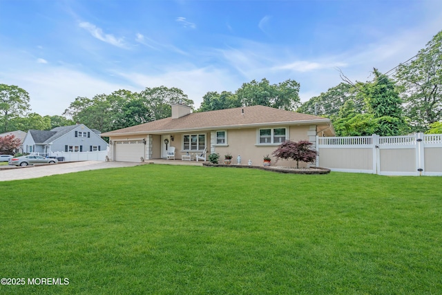 18 Pinewood Dr, Brick, NJ 08724 - ranch-style house featuring concrete driveway, a chimney, and a garage