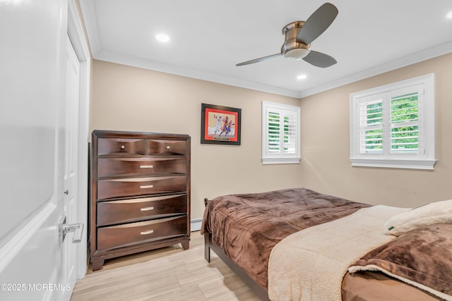 18 Pinewood Dr, Brick, NJ 08724 - bedroom with ornamental molding, light wood-style floors, a closet, recessed lighting, and a ceiling fan