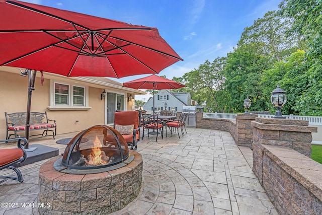 18 Pinewood Dr, Brick, NJ 08724 - view of patio with a fire pit, outdoor dining space, and area for grilling
